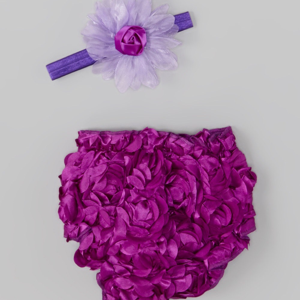 Purple Ruffled Rosette Diaper Cover